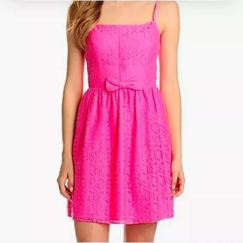 Lilly Pulitzer Antonia Dress in Fiesta Pink Daisy Lane Lace Size 4